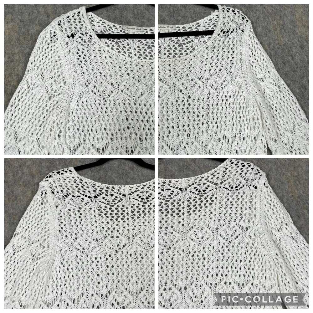Coldwater Creek Open Knit Feminine Boho Casual Every Day Tunic Top - Sz L/14
